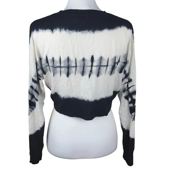 Mono B Tie Dye Twist Front Long Sleeve Crop Top Size Medium - Picture 5 of 8
